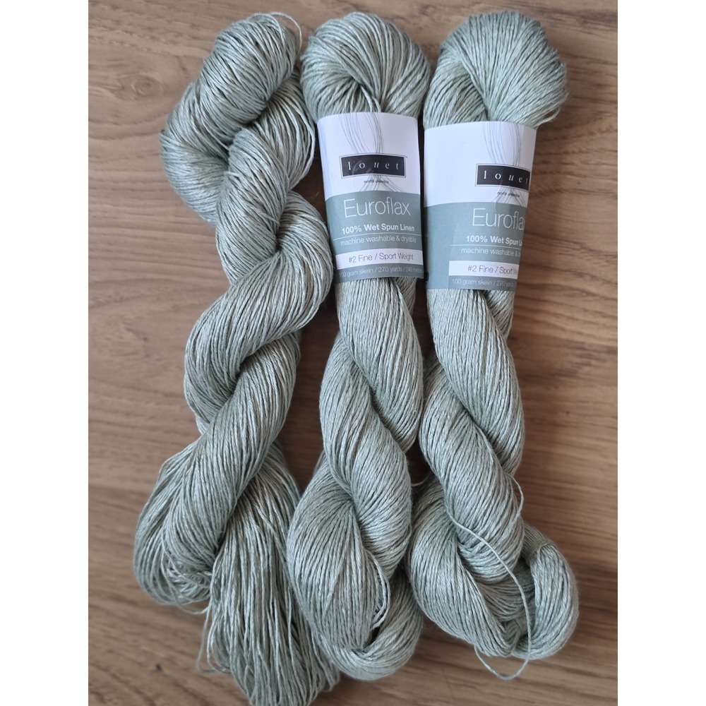 3 Skeins Louet Euroflax Wet Spun Linen Yarn In Color Limestone